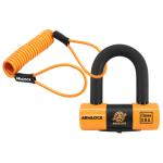 Antivol Armlock U - BLOQUE DISQUE CK5 - ORANGE MINI 52x65mm DIAM 16mm CORDON RAPPEL CLASSE SRA 3 CLES