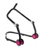Béquille Bihr avant sous té Home Track noir mat roues rose