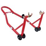 B&eacute;quille P2R LEVE - BEQUILLE STAND ARRIERE UNIVERSEL RENFORCE ACIER ROUGE SUPPORT EN V ECARTEMENT 210 A 350mm LONG 780mm - LARG 380mm - HAUT