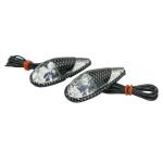 Clignotant Replay DECO GOUTTE EAU FENDER TRANSPARENT - CARBONE AMPOULE BLEU L 62mm - H 23mm 18mm PAIRE