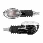 Clignotant Replay UNIVERSEL MINI OVALE A AMPOULE BA9S TRANSPARENT - CARBONE L 71mm - H 28mm 38mm PAIRE