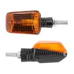 Clignotant Replay UNIVERSEL MINI RECTANGLE A AMPOULE BA9S ORANGE - CARBONE L 75mm - H 38mm 36mm PAIRE