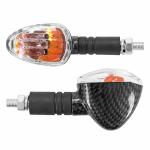 Clignotant Replay UNIVERSEL PYRAMIDE A AMPOULE BA15S BASE ABS TRANSPARENT - CARBONE LONGUE L 95mm - H 36mm 53mm HOMOLOGUE CE PAIRE
