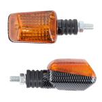 Clignotant Replay UNIVERSEL RECTANGLE A AMPOULE BA9S ORANGE - CARBONE CABOCHONS TRANSPARENT L 81mm - H 39mm 37mm PAIRE