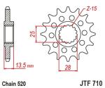 Kit chaine EK CHAIN JT 520ZVX3 16/43 - 110 couronne standard