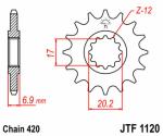 Kit chaine JT. 420 HDR - 11/62 - 138 Couronne acier standard