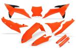 Kit plastiques Ufo complet avec protections de fourche - orange fluo
