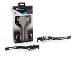 Leviers de frein et d'embrayage Bihr repliables 177mm taillé masse noir/visserie alu avec adaptateurs par paire