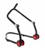 Lève moto Bihr Béquille de stand avant sous té Home Track noir mat roues rouge