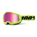 Masque cross 100% STRATA 2 Jaune Fluo - Mirror Rose 2025