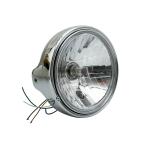 Phare avant Avoc OPTIQUE MOTO TYPE GUZZI DIAM 200 mm CUVELAGE LISSE &Oslash;180mm LAMPE H4 60 - 55W FEU POSITION CHROME CORPS ACIER HOMOLOGUE CE