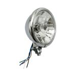 Phare avant Avoc OPTIQUE MOTO VINTAGE DIAM 130 mm CUVELAGE LISSE LAMPE H4 60 - 55W FEU POSITION CHROME HOMOLOGUE CE