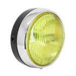 Phare avant P2R PROJECTEUR UNIVERSEL ROND ENTOURAGE CHROME VITRE JAUNE DIAM 140 mm AMPOULE BA20D