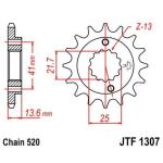Pignon de sortie de boite JT. acier anti - bruit 1307 - 520