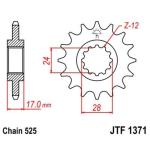 Pignon de sortie de boite JT. acier anti - bruit 1371 - 525