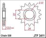 Pignon de sortie de boite JT. acier standard 3411 - 530