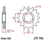 Pignon de sortie de boite JT. acier standard 743 - 530