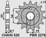 Pignon de sortie de boite PBR acier standard 2276 - 520