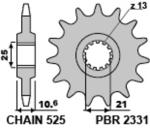 Pignon de sortie de boite PBR acier standard 2331 - 525
