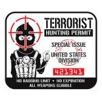 Planche de stickers Lethal Threat MINI TERRORIST HUNTING PERMIT 60x80mm