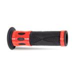 Poign&eacute;es de guidon Progrip 728 Noir/Alu Rouge 22/25