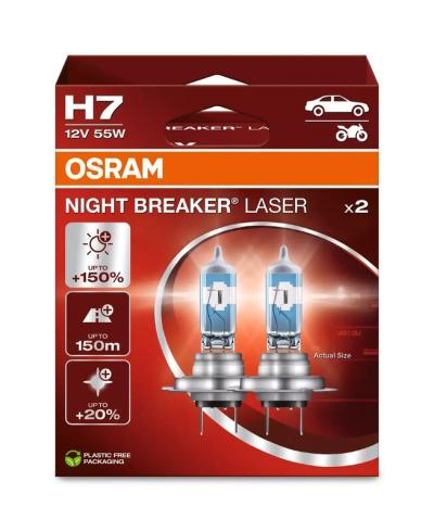 Ampoule Osram s H7 Night Breaker Laser 12V 55W PX26d - par paire