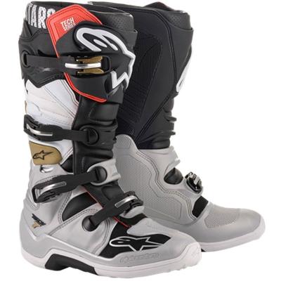 Bottes cross Alpinestars TECH 7 - BLACK SILVER WHITE GOLD 2024