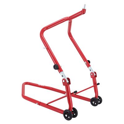 B&eacute;quille P2R LEVE - BEQUILLE STAND AVANT FIXATION SOUS TE FOURCHE ACIER ROUGE HAUTEUR REGLABLE 67 &agrave; 88 cm