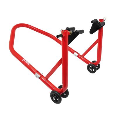 B&eacute;quille P2R LEVE - BEQUILLE STAND AVANT UNIVERSEL ACIER ROUGE SUPPORT ROULEAUX CAOUTCHOUC