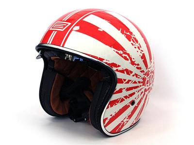 Casque Jet Origine Sprint Japanese Bobber blanc/rouge