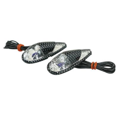 Clignotant Replay DECO GOUTTE EAU FENDER TRANSPARENT - CARBONE AMPOULE BLEU L 62mm - H 23mm 18mm PAIRE