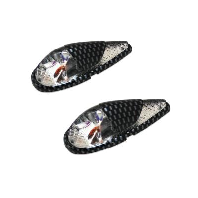Clignotant Replay DECO GOUTTE EAU FENDER TRANSPARENT - CARBONE AMPOULE ORANGE L 62mm - H 23mm 18mm PAIRE