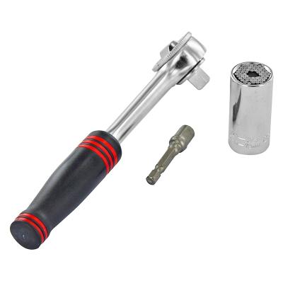 Cl&eacute; &agrave; cliquet Tivoly PORTE EMBOUT UNIVERSELLE DIAM 7 A 19 mm BLISTER 3 PIECES
