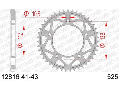 Couronne AFAM 43 dents acier pas 525 type 12816