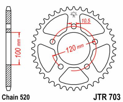 Couronne JT. Acier Standard - 520 42 dents