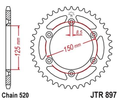 Couronne JT. Acier Standard - 520 43 dents