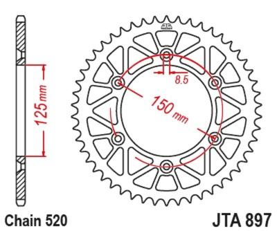 Couronne JT. Racelite aluminium noir 897 - 520