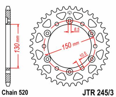 Couronne JT. acier standard 245/3 - 520