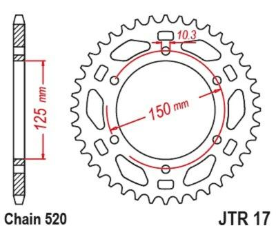 Couronne JT. acier standard - 520 46 dents