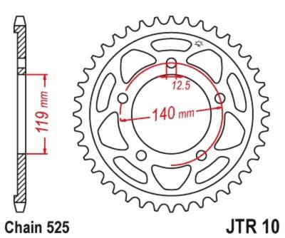 Couronne JT. acier standard - 524 46 dents