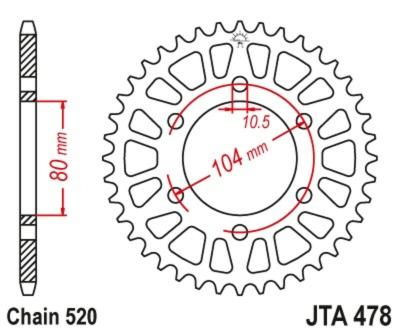 Couronne JT. aluminium ultra-light anti-boue 478 - 520