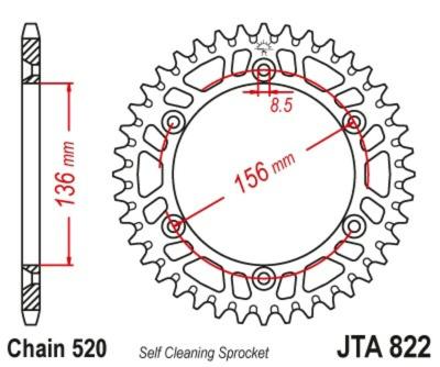 Couronne JT. aluminium ultra-light anti-boue 822 - 520