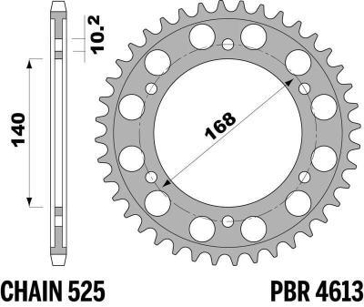 Couronne PBR Acier Renforc&eacute; - 525 42 dents