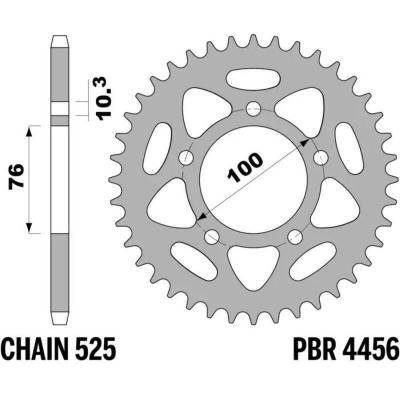 Couronne PBR acier C45 standard 4456 - 525 44 dents