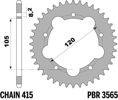 Couronne PBR acier standard - 415 45 dents