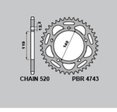 Couronne PBR aluminium ultra-light anodis&eacute; dur 4743 - 520
