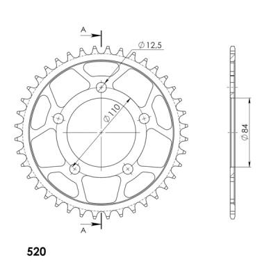 Couronne SuperProx Cour RFE - 1225 40 - BLK 50 - 32161 40 JTR1225 - 40 - Noir 40 dents