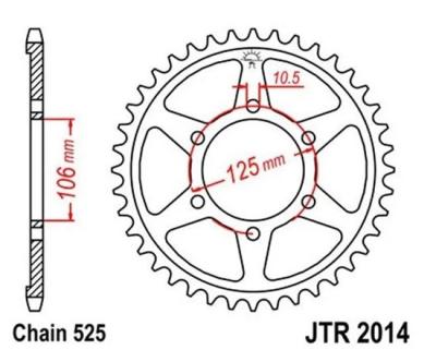 Couronne SuperProx Cour RFE - 2012 46 - BLK 50 - 29038 46 1 - 4448 46 - Noir 46 dents