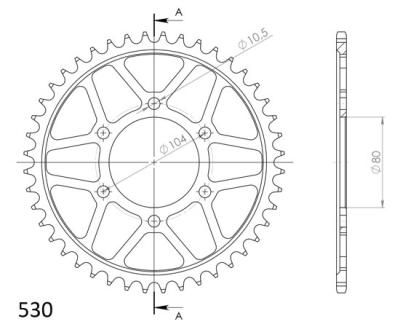 Couronne SuperProx Cour RFE - 488 43 - BLK JTR488 - 43 1 - 5353 43 - Noir 43 dents