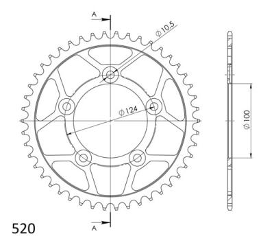 Couronne SuperProx Cour RFE - 743 48 - BLK 50 - 32152 48 50613 - 48 - Noir 48 dents